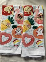 2x Summer Dog flamingo kitchen Towel