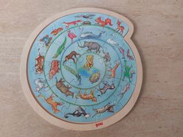 Puzzle en bois animaux spirale diamètre Goki très bon état 
