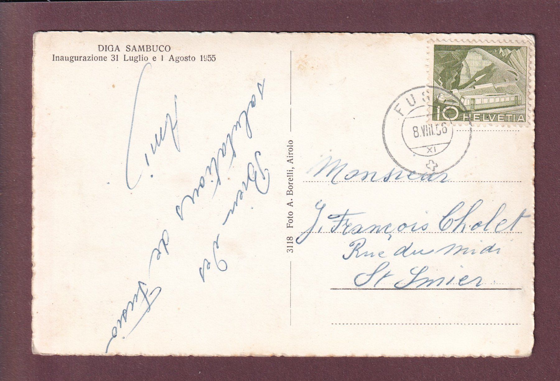 Ansichtskarten: DIGA SAMBUCO - 1956 – Gebraucht aus Pully von nicecards 1