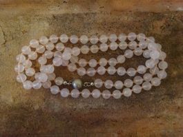 Vintage Kette Rosenquarz / 925 Silber