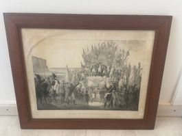 Gravure ancienne XIXe :Napoléon recevant les clefs de Vienne