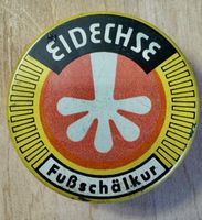 Kleine alte Blechdose EIDECHSE Fussschälkur