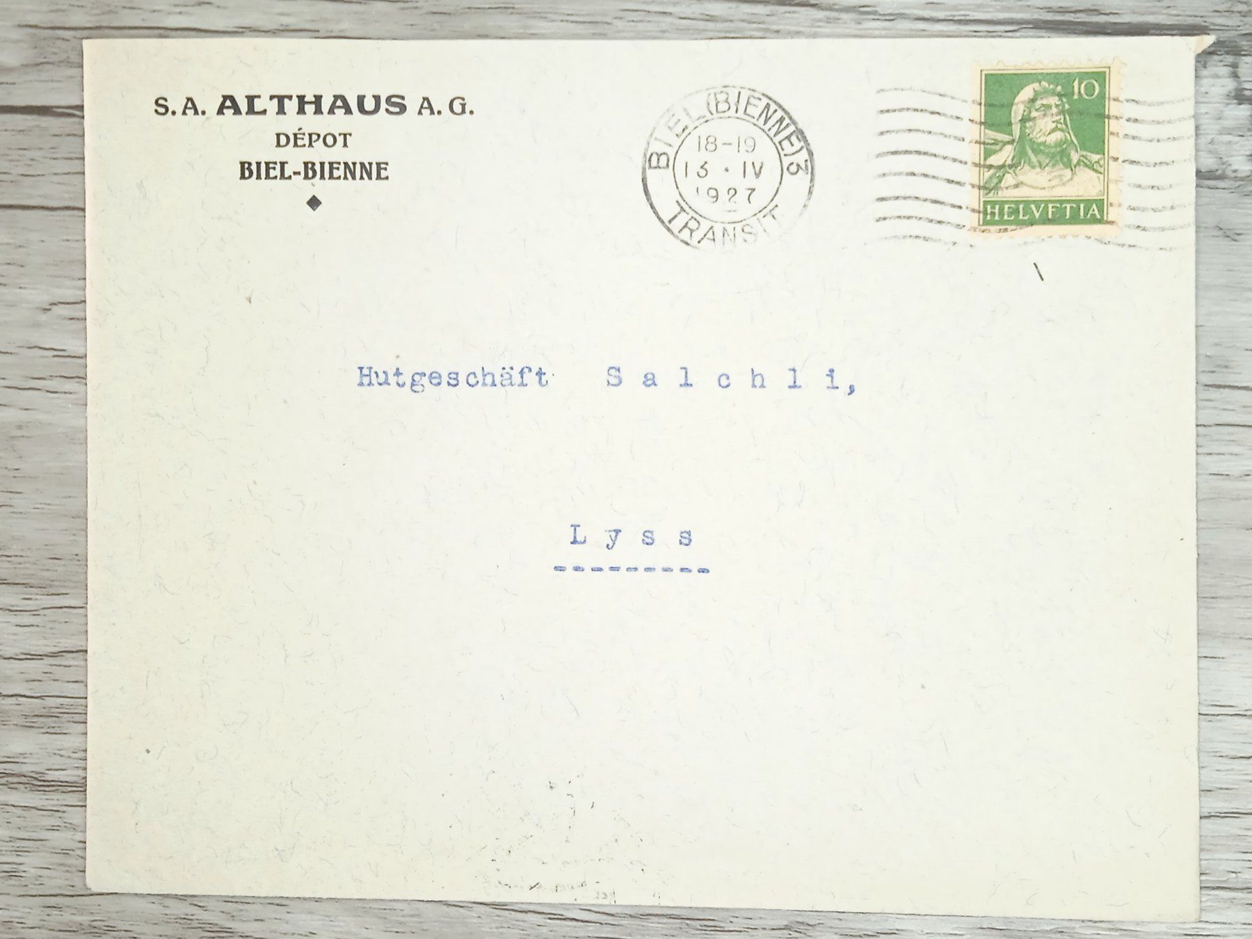 Tutti i francobolli: TR20 Enveloppe + Timbre Suisse 1927 – Usato da Cousset venduto da Patrick_Collections