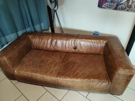 Vintage 2er Sofa aus Leder, zustand gut aber durchgessesen