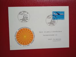 FDC PTT Sonderstempel Zürich Eröffnung Flughafen Linie 1980