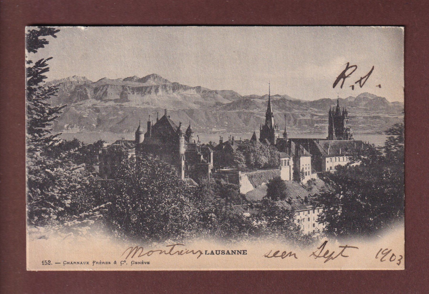 Cartoline postali: LAUSANNE - Château et Cathédrale - 1903 – Usato da Pully venduto da nicecards