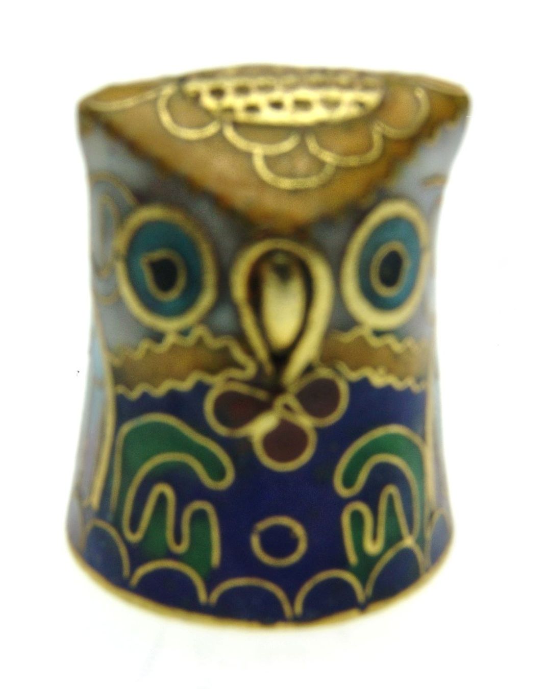 Ditali: Fingerhut - Cloisonne Uhu - Eulenkopf 1 – Usato da Langenthal venduto da hamster-raeumung