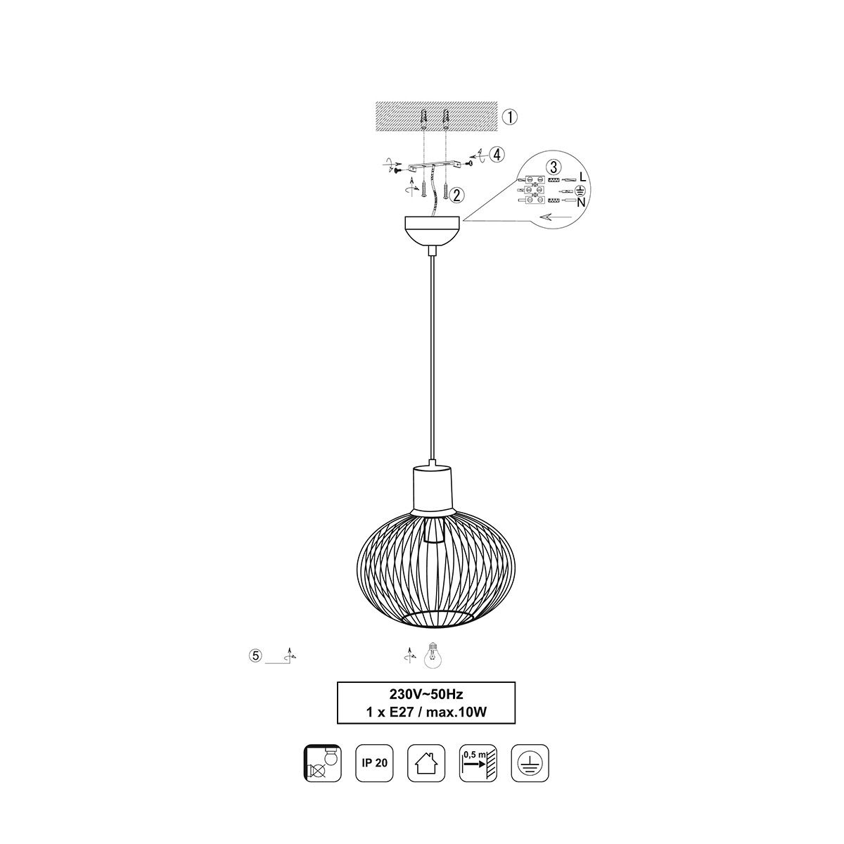 Kronleuchter & Deckenlampen: Pendelleuchte, Schwarz, Gitter, 33 cm Ø – Neu (gemäss Beschreibung) aus Kreuzlingen von Smart-Light 8