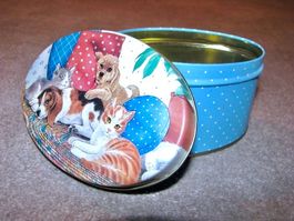 Ovale Blech Dose Behälter Hunde Katzen Motiv mit Deckel