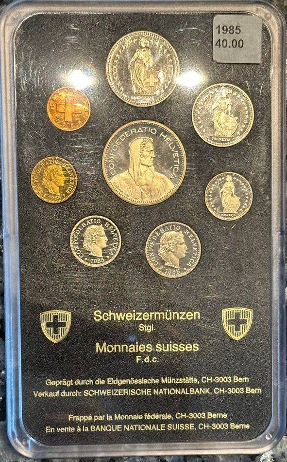 Alle Münzen: Schweizer Münzen Satz, 1985, Stgl. – Selten! Top Zustand! – Neu und originalverpackt aus Beringen von Mantafisch1 1