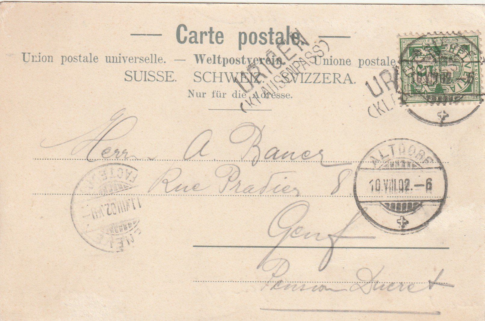Alle Briefmarken: Stabstempel Urigen auf Ak – Gebraucht aus Rorschacherberg von fratovi2 1
