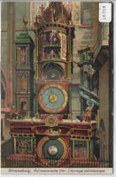 Strassburg - Astronomische Uhr - Drehkarte - Litho