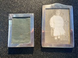 Zwei antike Silberfotorahmen, Sterling 800er Silber.
