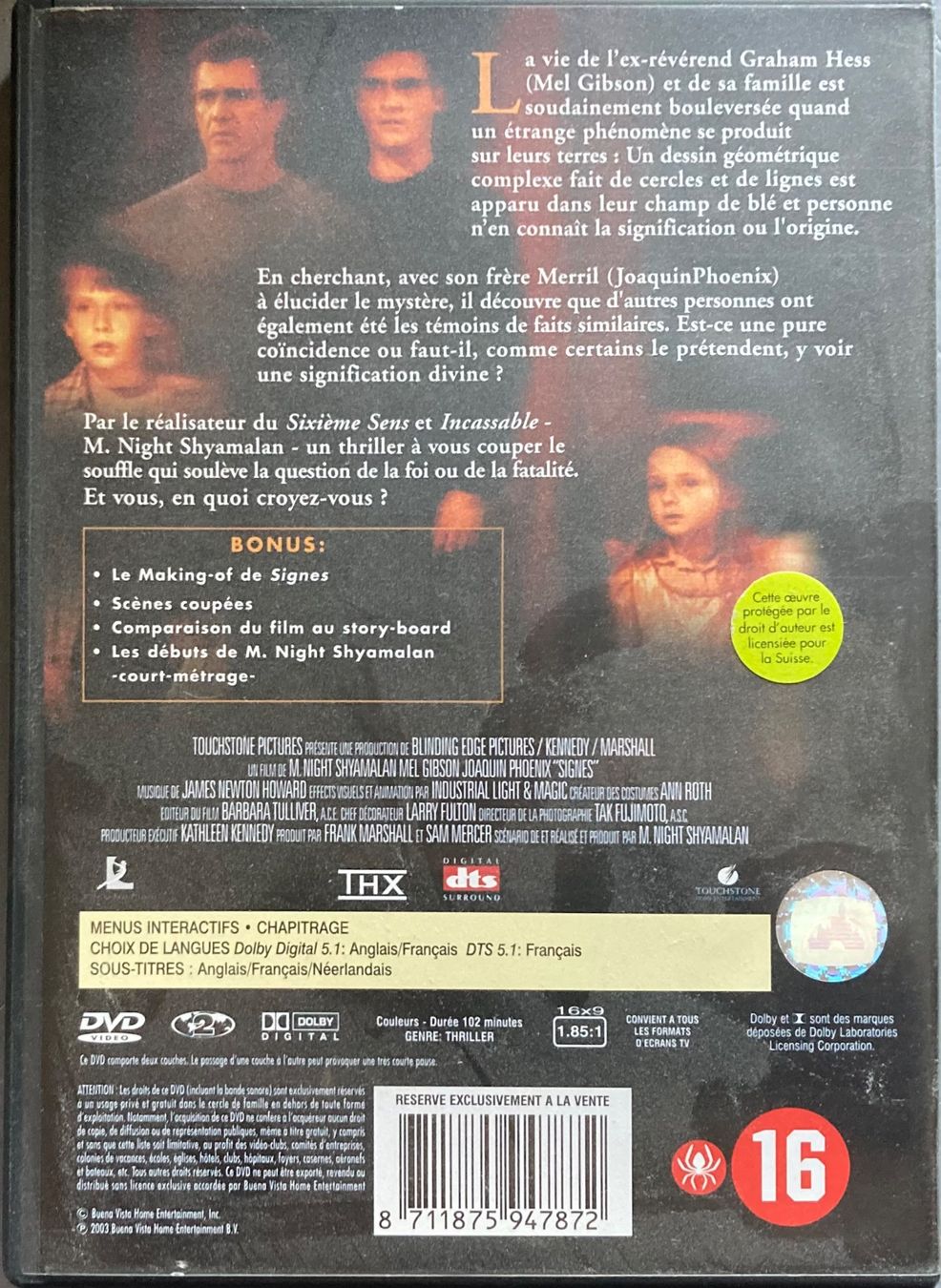 Tutti i DVDs: M. NIGHT SHYAMALAM - SIGNES – Usato da Poliez-Pittet venduto da Newtown-Records 1