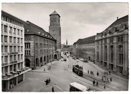 St. Gallen, Hauptbahnhof Metropol Post, Tram & Bus um 1940