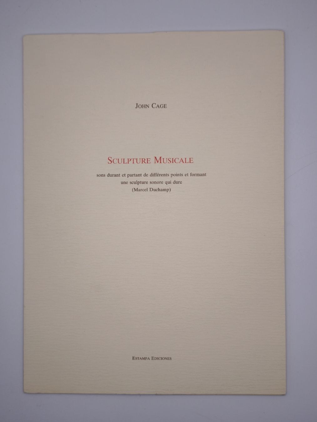 Bücher: JOHN CAGE - SCULPTURE MUSICALE - SIGNIERT – Gebraucht aus Goldach von Gaip