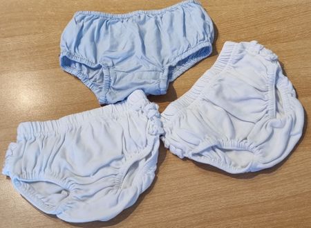 3 Unterhosen Baby Weiss/Hellblau Grösse 62/68