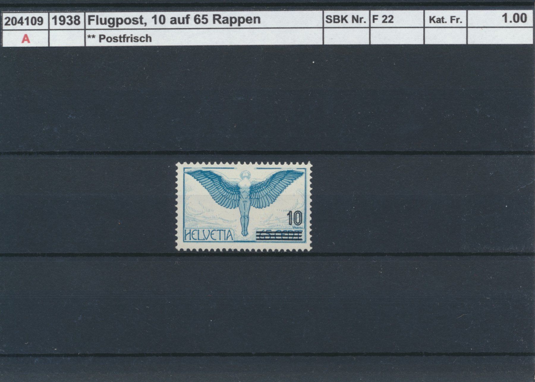 Tutti i francobolli: 1938 Flugpost - 10/65 Rp., ** postfrisch – Nuovo (secondo la descrizione) da Winterthur venduto da Zupogeru