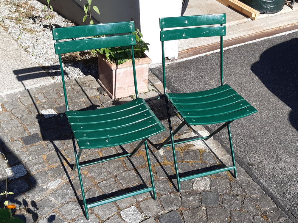 zwei Gartenstühle klappbar, grün, Metall, Kunststoff Kaufen auf Ricardo