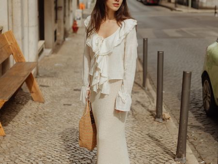 Damen Bluse weiss/creme mit Volants, H&M