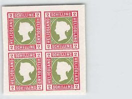 NEU: Viererblock-Briefmarken HELGOLAND 1860 (Repro?), ab 1.-