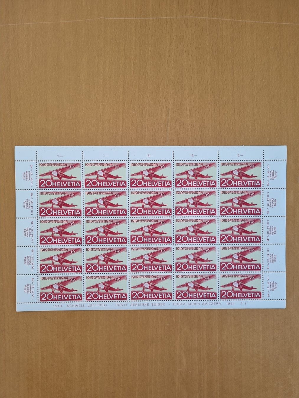 Tiro con l'arco: Briefmarkenbogen Schweiz, Luftpost 1944 – Nuovo (secondo la descrizione) da Zuckenriet venduto da momo2011