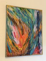Acrylbild abstrakt farbenfroh mit Rahmen 50x70cm guter Zusta