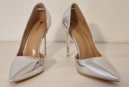 silberne High Heels, "BIGTREE", Grösse 36