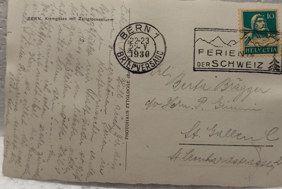 Cartoline postali: BERN - Kramgasse mit Zeitglockenturm  -  1930 – Usato da Delémont venduto da Domdom1 1