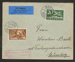 Flugpost Schweiz 1926 Basel Nürnberg Luftpost Erstflug
