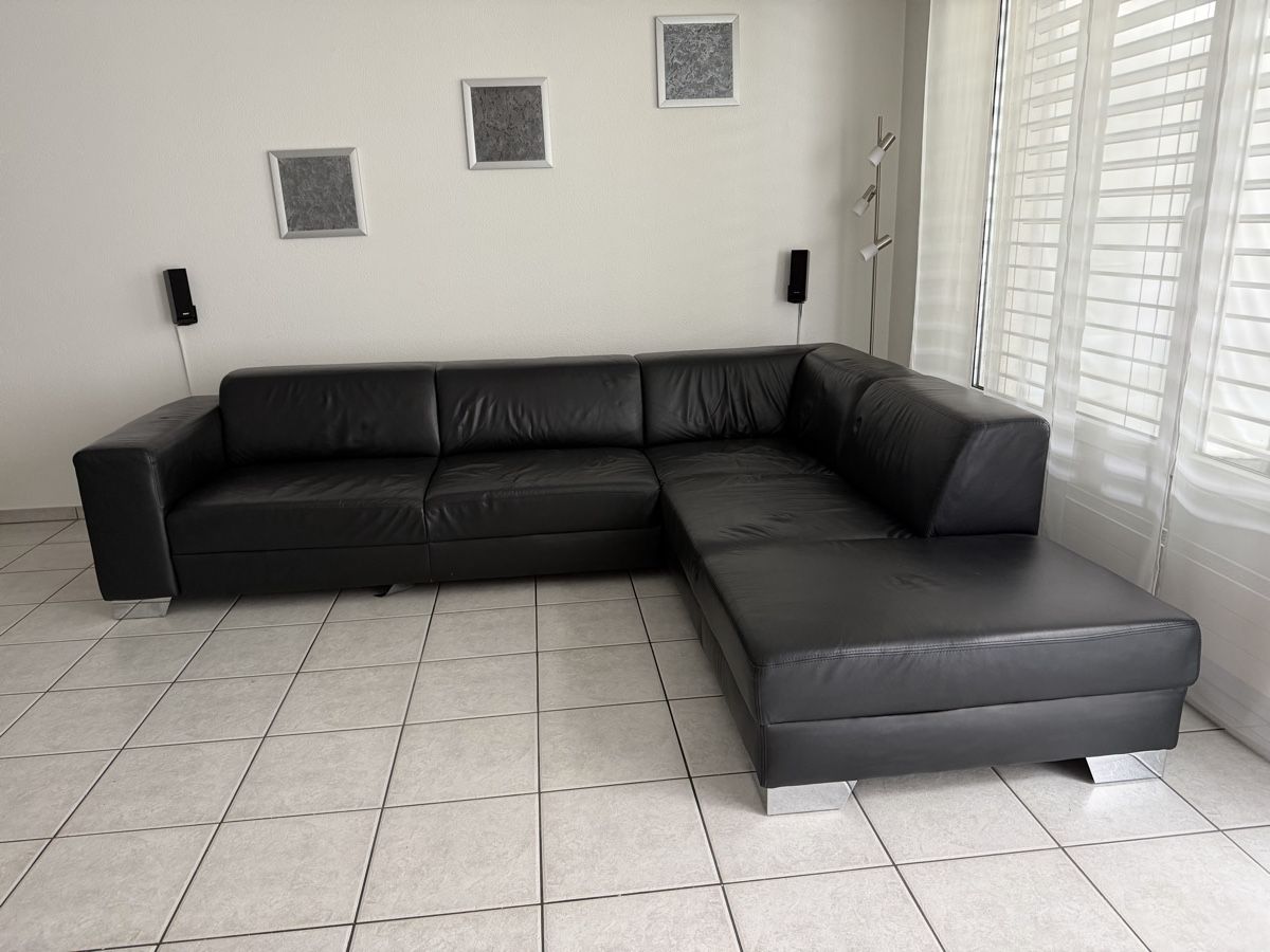 Sofas: Leder-Eckpolstergruppe schwarz – Gebraucht aus Steffisburg von Felina1 1