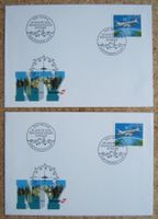 2 FDC SWISSAIR 50 ANS DE VOLS TRANSATLANTIQUES 1997