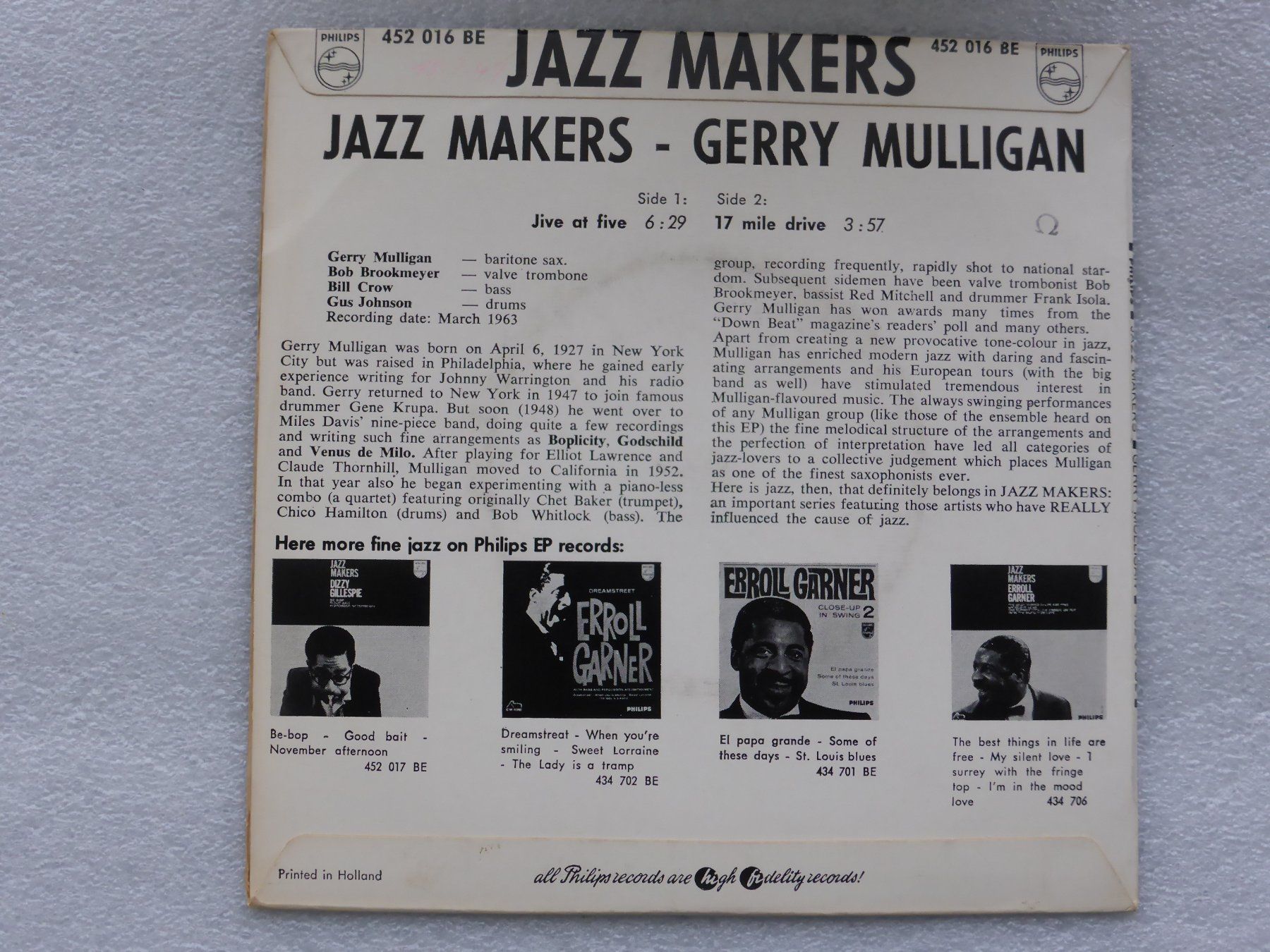 Dischi in vinile: Vinyl Single   GERRY MULLIGAN – Usato da Küssnacht am Rigi venduto da Mondkinder 3
