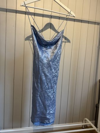 Damen Kleid blau silber metallic Träger neu