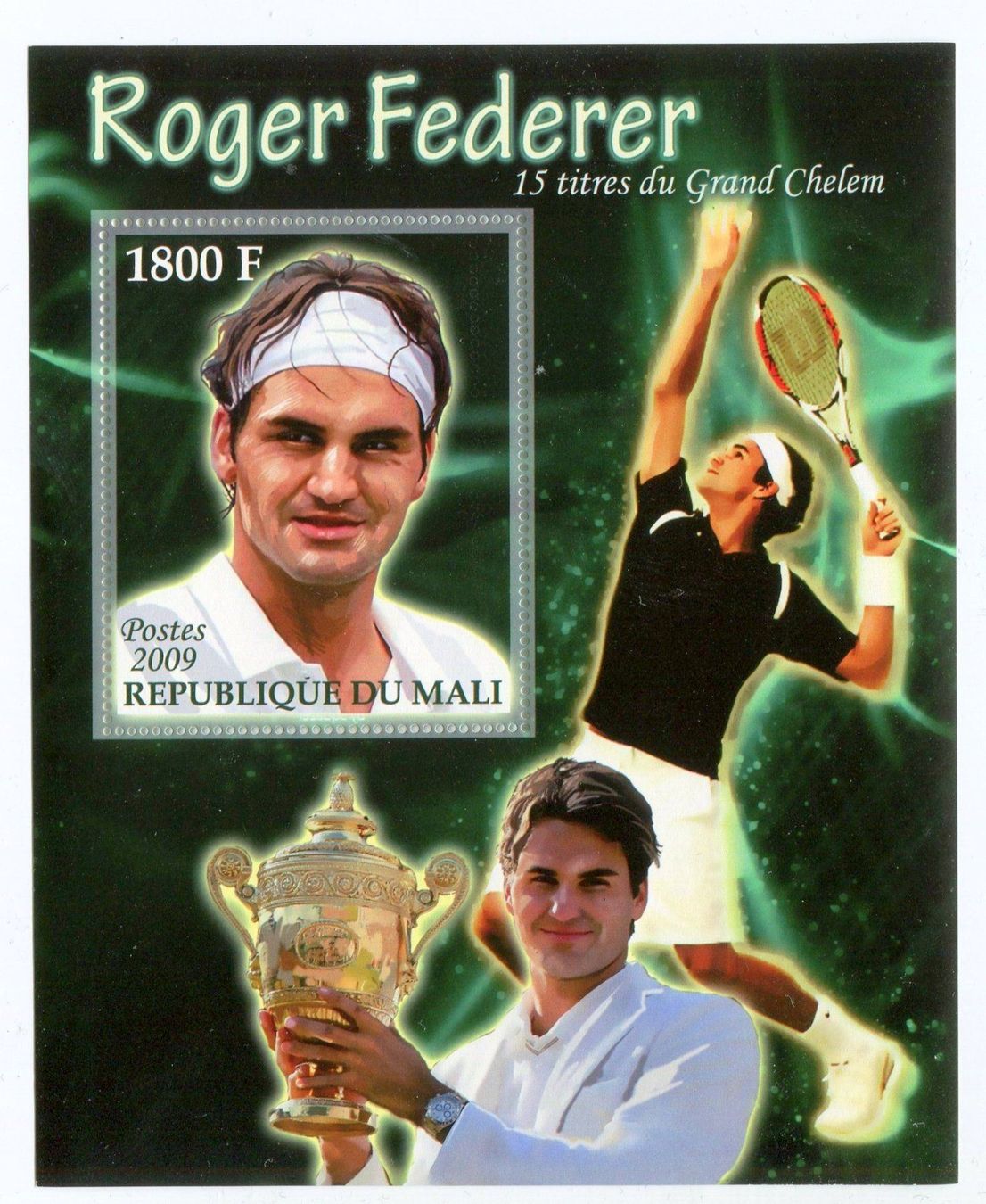 Tutti i francobolli: Block "Tennis. Roger Federer". Mali. – Nuovo e nell'imballaggio originale da Basel venduto da Butsch5