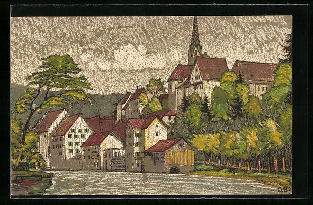 Ansichtskarten: Baden, Häuserpartie an der Limmat – Gebraucht aus Berlin von bartko-reher