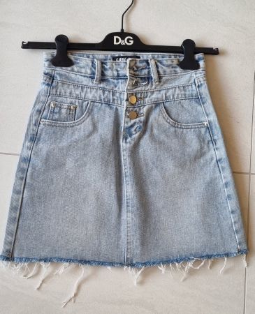 Hellblauer Jeans Rock XS (Gr. 32-34) High Waist