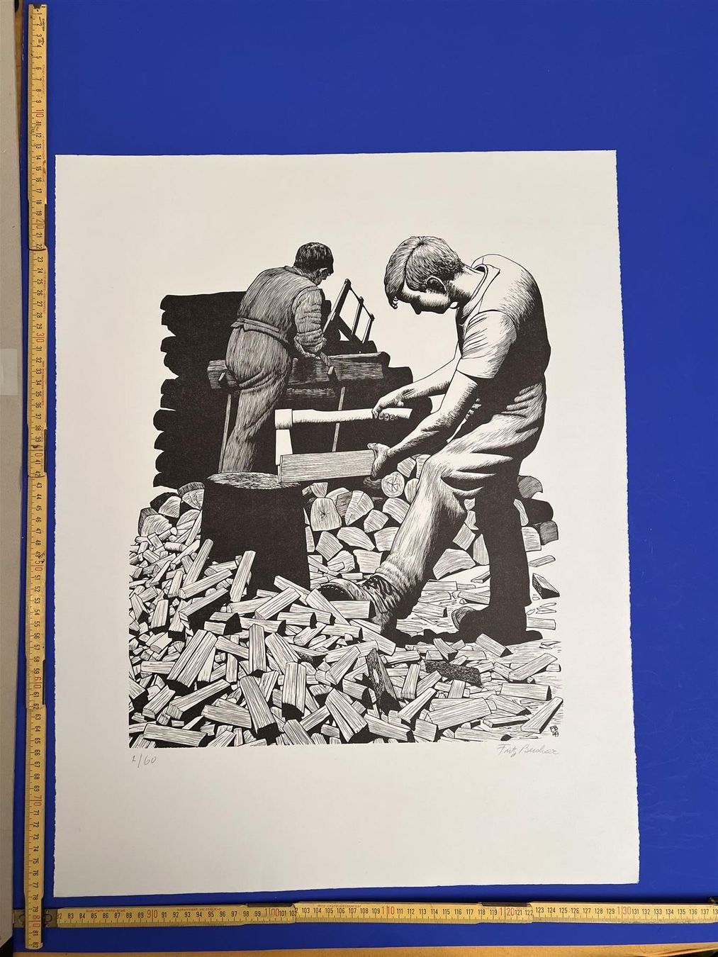 Gravures sur bois: Fritz Buchser Holzschnitt Holzhacker – D'occasion à Adliswil par buch_und_kunst 1