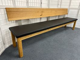Sitzbank TREVA Wildeiche massiv Sitz Leder schwarz 240 cm