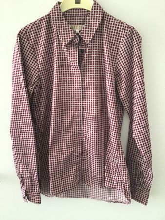 ELLINI BLUSE GRAU/BORDEAUX TUPFEN