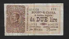 Banconote: Italy  2  Lire  Gebraucht – Usato da Gordola venduto da coinsandnotes