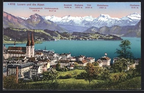 Cartoline postali: Luzern, Teilansicht mit Kirche und den A – Usato da Berlin venduto da bartko-reher