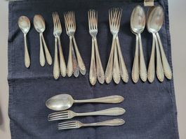 Besteck Set, Silber, Vintage Look, Gabeln und Löffel
