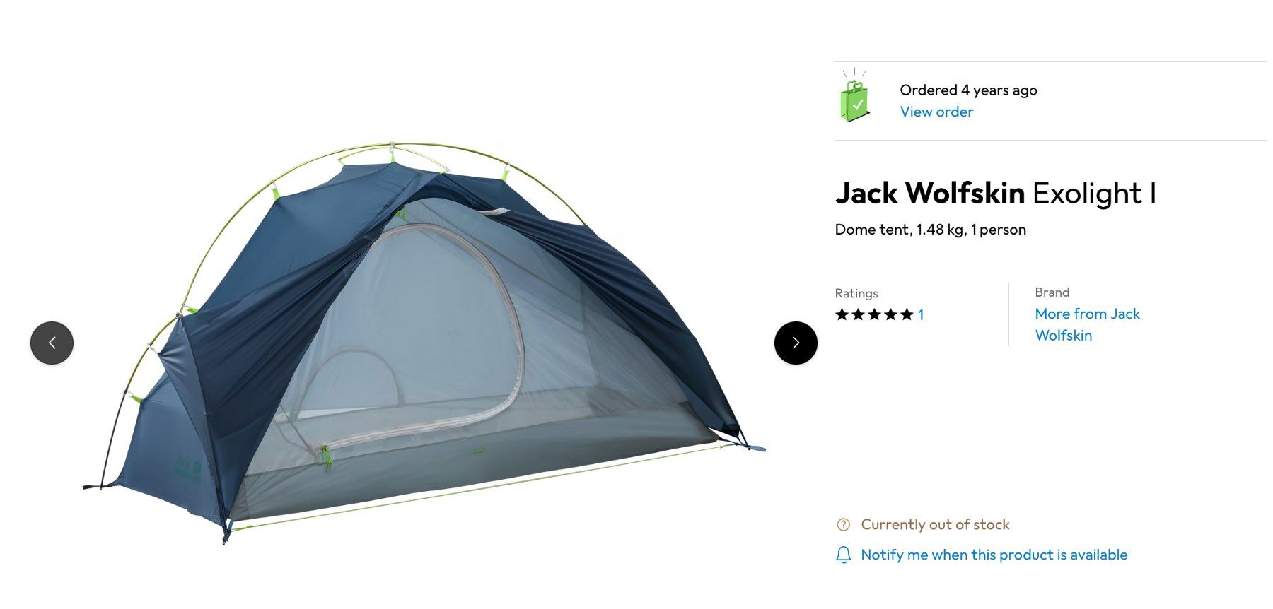 Jack Wolfskin Exolight I Zelt fr 1 Person (Gebraucht) in Basel fr CHF 145   mit Lieferung auf Ricardo kaufen