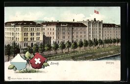 AK Zürich, Blick auf die Kasernen, 1907