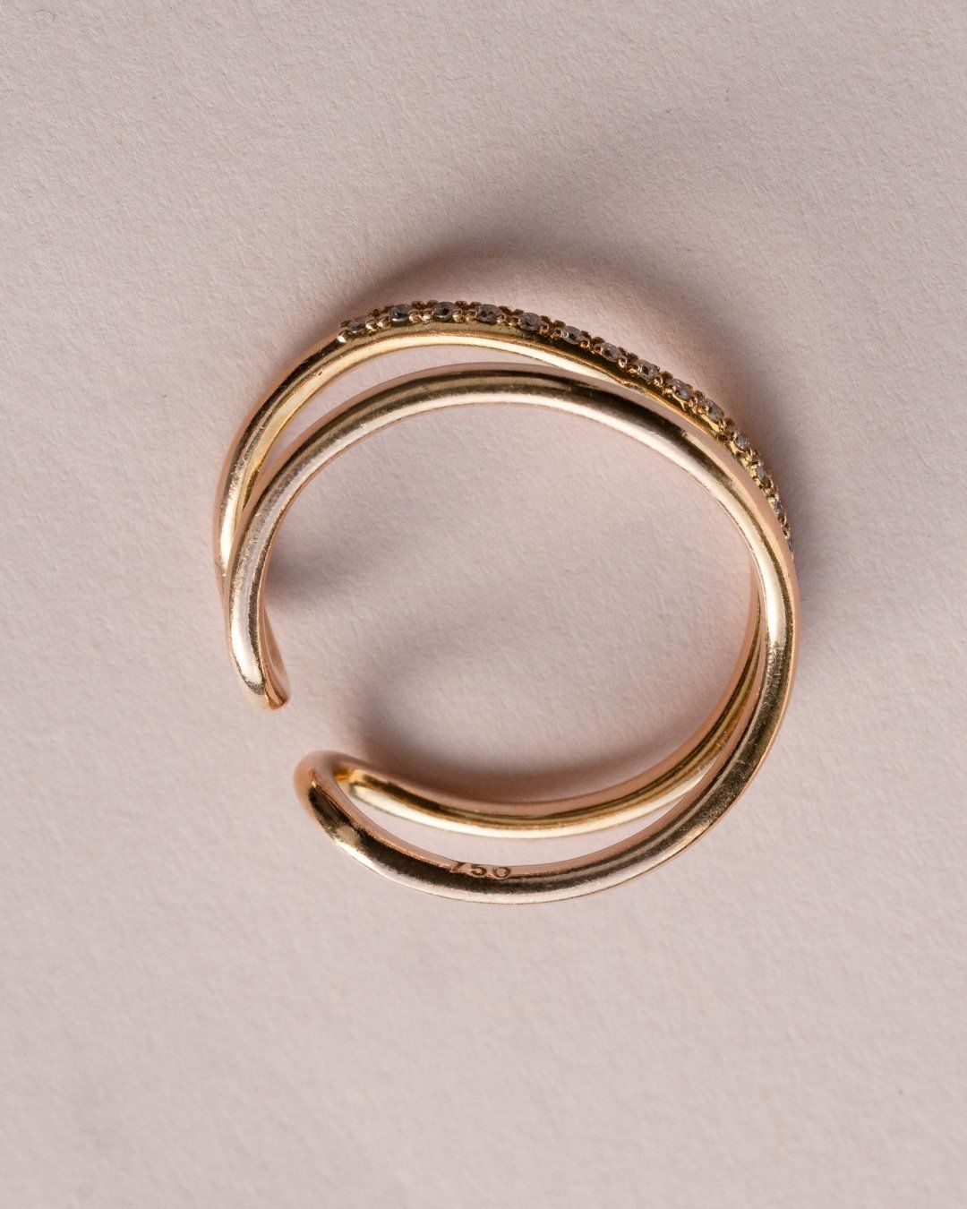 Anelli: 18ct rose-gold ring set with diamonds double band effect – Usato da Genève venduto da Prometheus_Watches 1