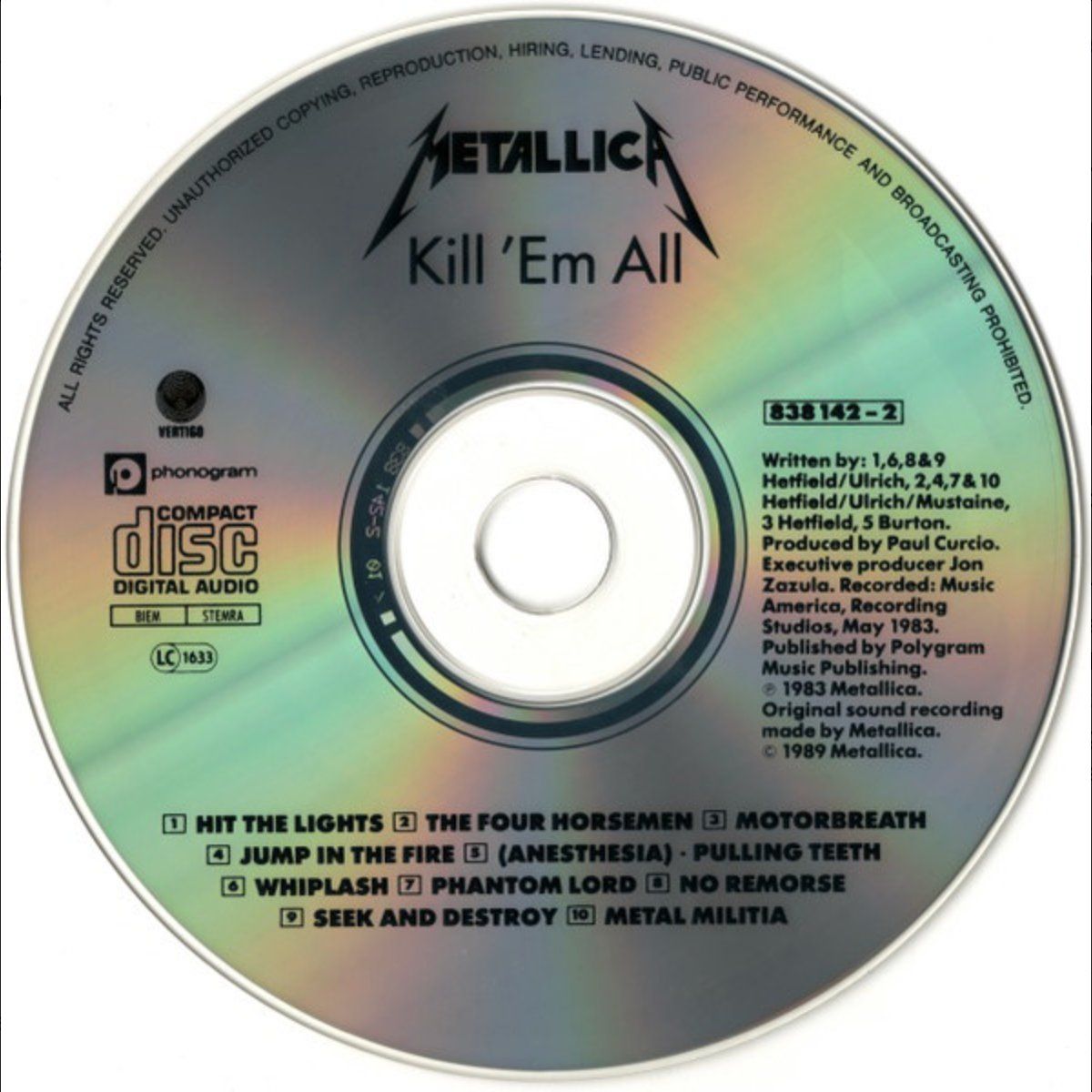 CDs: Metallica - Kill 'Em All – D'occasion à Brunnen par Barfly5 2