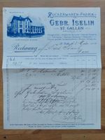 Antike Rechnung Gebr. Iselin Zuckerwaren-Fabrik St. Gallen
