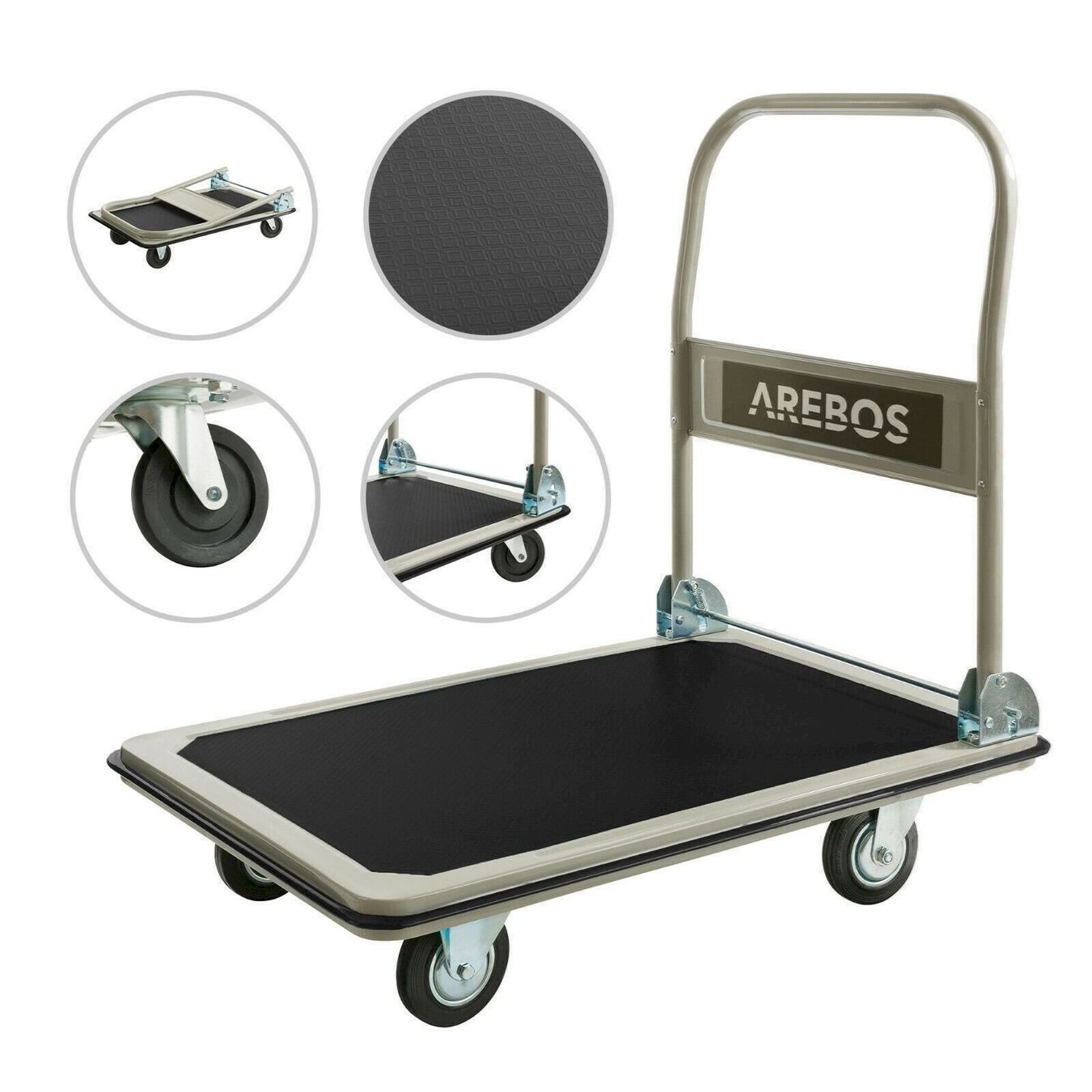 Carrelli di trasporto: Arebos Plattformwagen 300 kg – Nuovo e nell'imballaggio originale da Bottighofen venduto da zaap 1