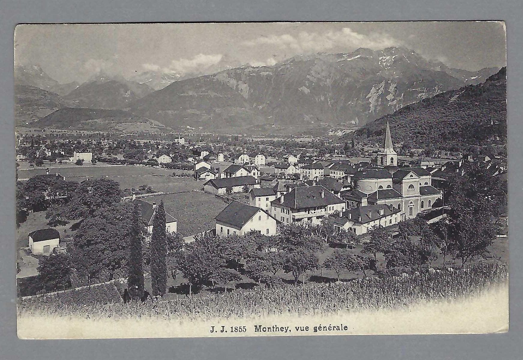 Cartoline postali: 1905, MONTHEY, AU VERSO, TIMBRE DÉCOLLÉ – Usato da Pura venduto da ulisse1957
